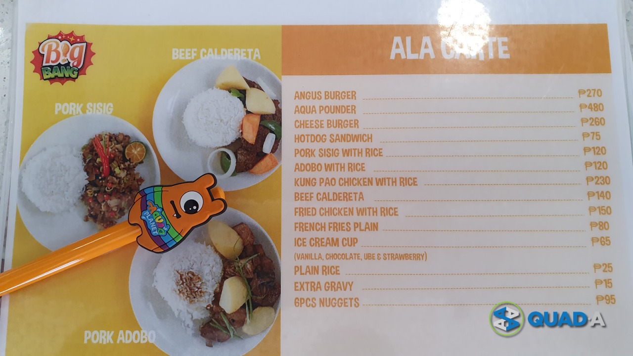 Aqua Planet food menu price list 1