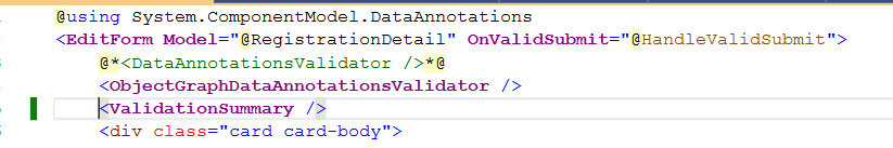  In your EditForm, replace the DataAnnotationsValidator tag with ObjectGraphAnnotationsValidator.