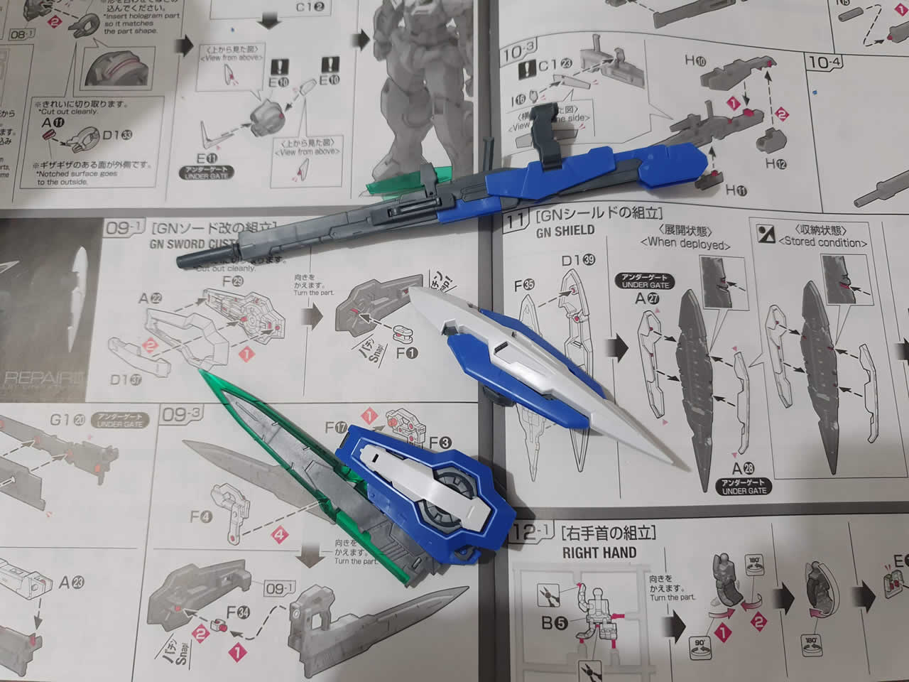  Exia Repair RG Assembled Weapons and Shield