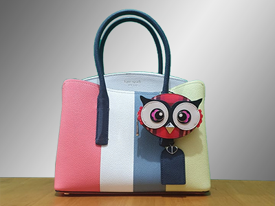 Kate Spade Margaux Medium Multicolor with 3D Plaid Owl Coin Purse