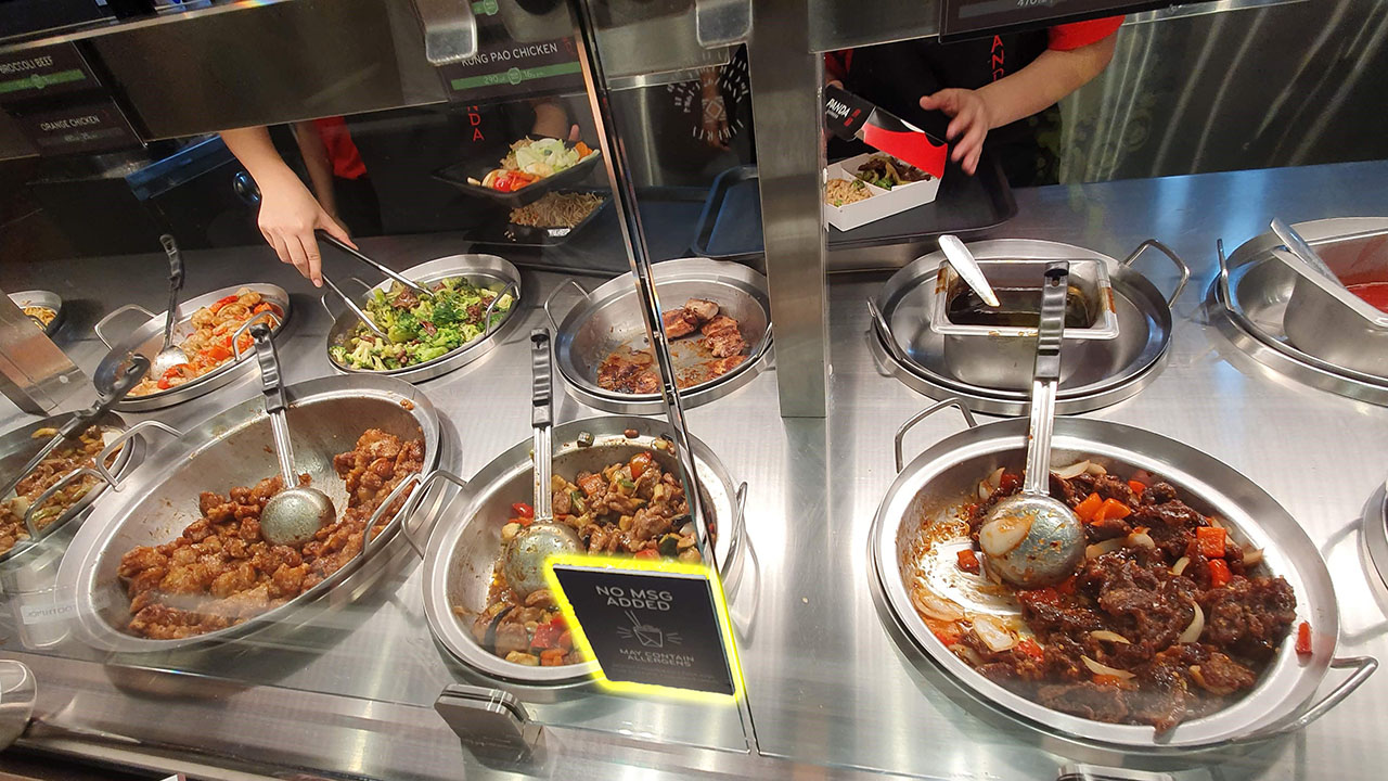 Panda Express Kitchen Food Selection - Panda Express claims that their food does not contain MSG.