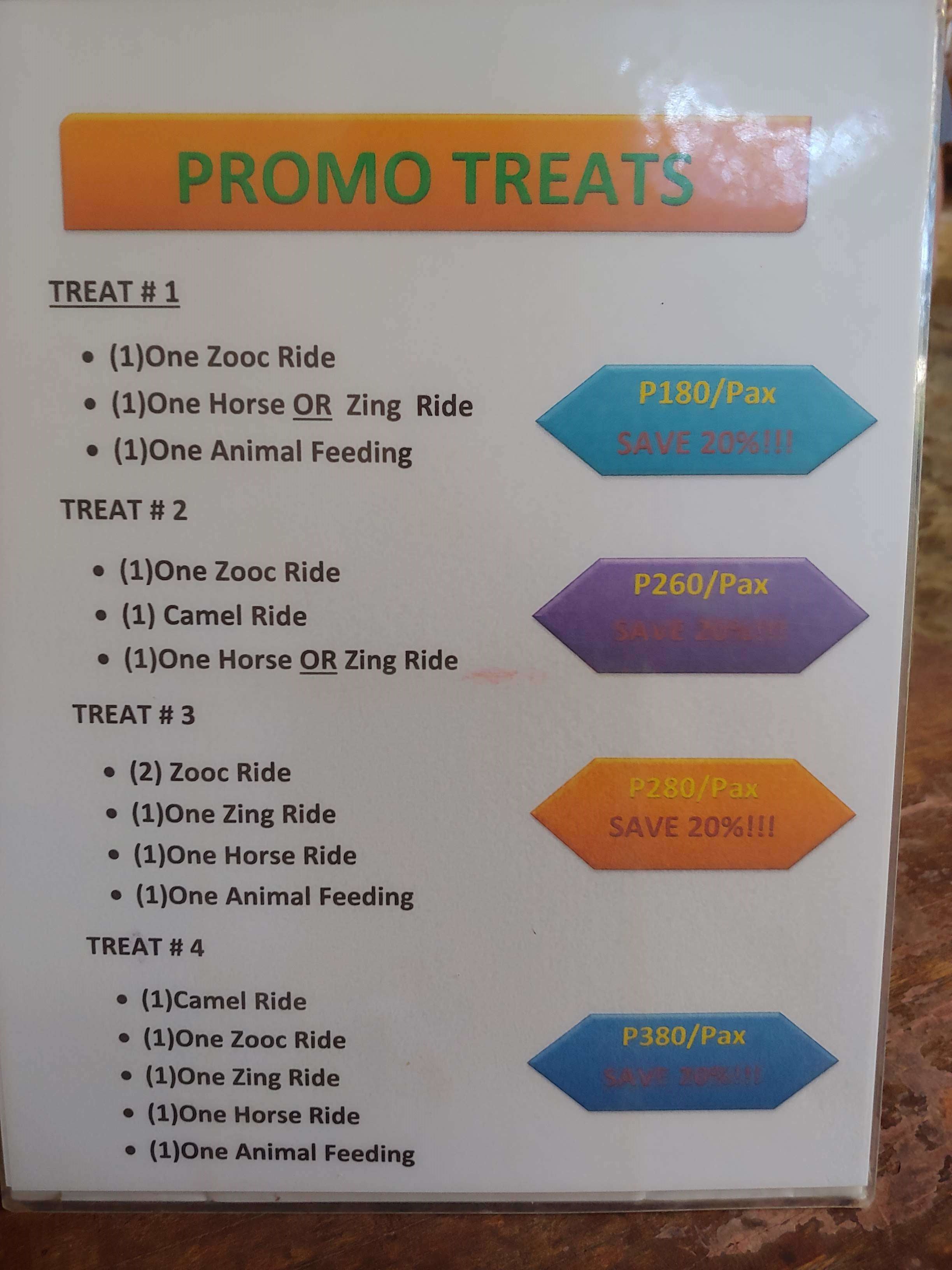 Zoocobia package treats rates per person 